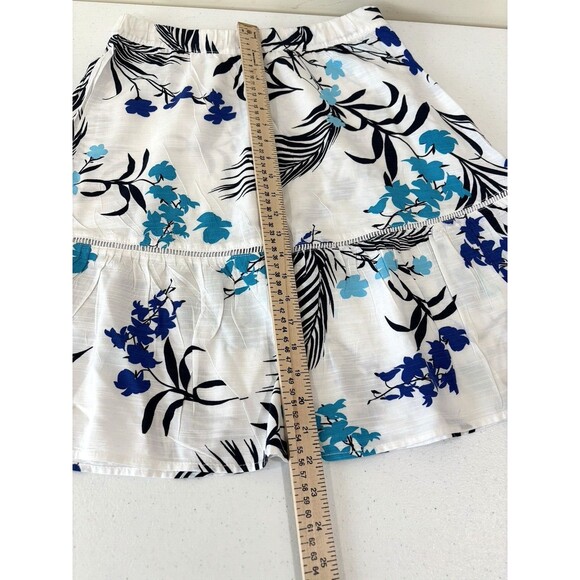 Liz Claiborne Top & Skirt 2-piece Set White Blue Floral Short Sleeve Hawaiian - Picture 9 of 10